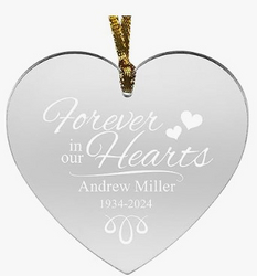 Let’s Make Memories Personalized Christmas Ornament - Memorial - Sympathy - Acrylic Heart - Memorial Keepsake 2024 Ornament - Forever in Our Hearts