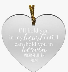 Let's Make Memories Personalized Keepsake - Heart - Acrylic - Hold You in My Heart - Sympathy - 2024 Christmas Ornament