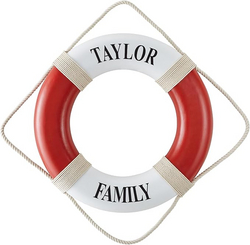 Let's Make Memories Personalized Life Preserver Ring - Decorative Custom Unique Pool, Boat, Beach House Decor - Weather-Durable Fabric - Personalize with Message - 21" Dia. - Thin Serif