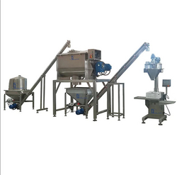 Powder mixing and packing machine line Powder mixing and packing machine line