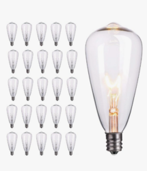 25-Pack Edison Replacement Light Bulbs,7-Watt E12 Candelabra Base ST40 Replacement Clear Glass Light Bulbs for Outdoor Patio ST40 String Lights, Warm White from SKANDA INTERNATIONAL FZ LLE