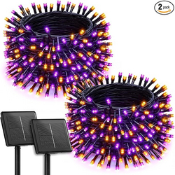 Brightown 2 Pack Halloween Solar String Lights Outdoor, Total 144Ft 400 LED Twinkle Fairy Lights Waterproof with 8 Modes Auto On/Off for Patio Tree Garden Party Home Decorations (Orange&Purple) from SKANDA INTERNATIONAL FZ LLE