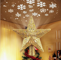 Christmas Star Tree Topper with Built-in Led Snowflake Projector Lights Hollowed Pentagram Tree Topper,Plug in Christmas Tree Ornament for Indoor Office Xmas New Year Holiday Tree Decoration from SKANDA INTERNATIONAL FZ LLE