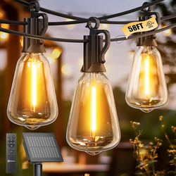 Brightown Outdoor Solar String Lights Waterproof 58FT with 25 Shatterproof ST38 LED Bulbs, 2700K Solar Lights Outdoor with Remote, Solar String Lights for Outside, Camping, Yard, Party Decor from SKANDA INTERNATIONAL FZ LLE