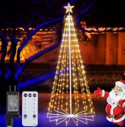 Christmas Tree with 8 Modes Timer Remote, Dimmable Artificial Christmas Tree for Porch Yard Patio Indoor Outdoor Xmas Holiday Decor, Warm White from SKANDA INTERNATIONAL FZ LLE