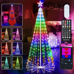 Smart Christmas Cone Tree LED Light, 6ft 265 LED Music Sync with Remote APP and Local Control, Pattern and Text Displayable, 16 Million Colors LED Light Show Tree for Indoor Outdoor Decorations from SKANDA INTERNATIONAL FZ LLE