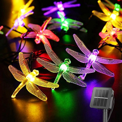 Dragonfly Solar String Lights Outdoor 25.6FT 30 LED Waterproof Solar Powered Fairy Lights, 8 Modes Decorative Lights for Patio Garden Yard Fence Wedding Christmas Party, Multicolor from SKANDA INTERNATIONAL FZ LLE