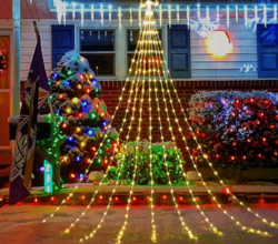 Christmas Decorations Star String Lights - 344 LED 11.8ft 9 Strands Waterfall Tree Lights with Topper Star, 8 Lighting Modes Christmas Lights Indoor Outdoor Decorative for Wedding Yard Party Home from SKANDA INTERNATIONAL FZ LLE