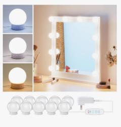 Hollywood Style Led Vanity Mirror Lights Kit - Vanity Lights Have 10 Dimmable Light Bulbs for Makeup Dressing Table and Power Supply Plug in Lighting Fixture Strip, White (No Mirror Included) from SKANDA INTERNATIONAL FZ LLE