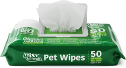 Inspire Naturals Pet Wipes for Dogs and Cats 100% Natural Plant Based with Organic Antioxidants, Dog Wipe Cleaning Deodorizing | Cat Wipes | Puppy Wipes | Dog Wipes for Paws and Butt (50ct - 1 Pack) from SKANDA INTERNATIONAL FZ LLE