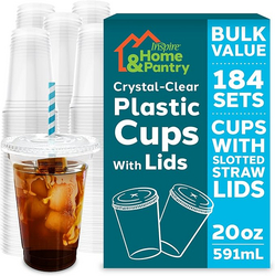 Inspire Disposable Cups with Lids | Bulk Smoothie Cup | Iced Coffee Cups with Lids, 20 Oz - 184 Count from SKANDA INTERNATIONAL FZ LLE
