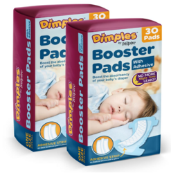 Dimples Booster Pads, Baby Diaper Doubler with Adhesive for Secure Fit | 1 Size Fits All Diapers | Boosts Absorbency No More leaks 60 Count from SKANDA INTERNATIONAL FZ LLE