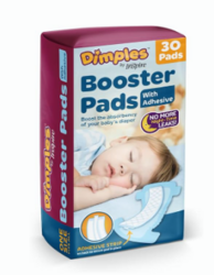 Inspire Dimples Booster Pads, Baby Diaper Doubler with Adhesive - Boosts Diaper Absorbency - No More leaks 30 Count (with Adhesive for Secure Fit) (30 Count) from SKANDA INTERNATIONAL FZ LLE