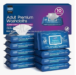 Inspire Adult Wet Wipes, Wash Cloths | Adult Wipes for Incontinence & Cleansing for Elderly, 8"x12" (500CT (10 PACKS OF 50))