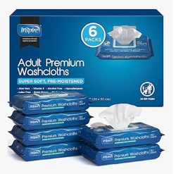 Inspire Adult Wet Wipes, Wash Cloths, Incontinence & Cleansing for Elderly Extra Large, 8"x12" (300 count) from SKANDA INTERNATIONAL FZ LLE