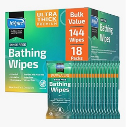 Inspire Ultra Thick Rinse Free Body Wipes, Bathing Wipes, Rinse Free Wet Wipes, Thick Strong Extra Large With Aloe Vera Enriched from SKANDA INTERNATIONAL FZ LLE