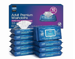 Inspire Adult Wet Wipes, Wash Cloths | Adult Wipes for Incontinence & Cleansing for Elderly, 8"x12" (500CT (10 PACKS OF 50)) from SKANDA INTERNATIONAL FZ LLE