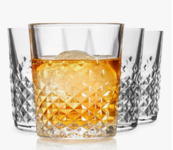 Libbey Carats Double Old Fashioned Glasses, 12 Oz Faceted Whiskey Drinking Glasses, Dishwasher Safe Rocks Glass Set for Spirits, Cocktails from SKANDA INTERNATIONAL FZ LLE