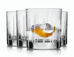 Libbey Cut Cocktails Rocks Glasses Set, Clean, Linear Glassware Drinking Glasses Set of 4, Dishwasher Safe Glasses for Weddings, Birthdays, and More from SKANDA INTERNATIONAL FZ LLE
