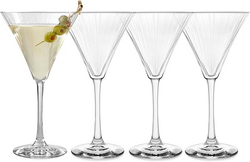 Libbey Paneled Martini Glasses Set of 4, 9.5 Oz Fine Ribbed Modern Martini Glasses, Dishwasher Safe Martini Cocktail Glasses for Cocktail Parties