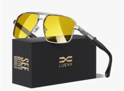 LUENX Aviator Sunglasses for Men Retro Square Polarized Polygon Shades UV 400 Protection from SKANDA INTERNATIONAL FZ LLE
