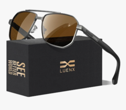 LUENX Men's Aviator Sunglasses Polarized Squar ...