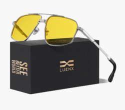LUENX Aviator Sunglasses for Men Square Polarized Polygon Sun Glasses UV400 Protection from SKANDA INTERNATIONAL FZ LLE