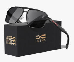 LUENX Aviator Sunglasses for Men Square Polarized Polygon Lens - UV 400 Protection from SKANDA INTERNATIONAL FZ LLE