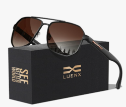 LUENX Aviator Sunglasses for Men Square Polarized Polygon Shades UV400 Sun Glasses with Accessories from SKANDA INTERNATIONAL FZ LLE