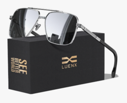 LUENX Polarized Square Aviator Sunglasses for Men,Trendy Retro Oversized Rectangular Frame UV400 Protection from SKANDA INTERNATIONAL FZ LLE