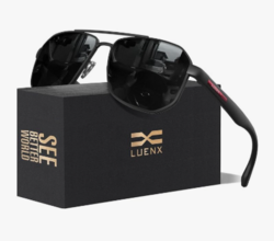 LUENX Aviator Sunglasses for Men Square Polarized Polygon Lens - UV 400 Protection with Accessories 61MM Driving Outdoor from SKANDA INTERNATIONAL FZ LLE