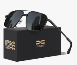 LUENX Aviator Sunglasses for Men Square Polarized Polygon Sun Glasses UV400 Protection from SKANDA INTERNATIONAL FZ LLE