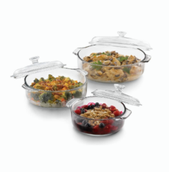 Libbey Baker's Basics 3-Piece Glass Casserole Baking Dish Set with Glass Covers from SKANDA INTERNATIONAL FZ LLE