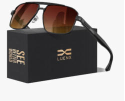 LUENX Aviator Sunglasses for Men Retro Square Polarized Polygon Shades UV 400 Protection from SKANDA INTERNATIONAL FZ LLE