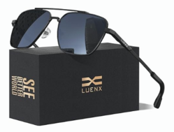LUENX Mens Women Polarized Sunglasses Aviator, Square Polygon Lens Driving UV 400 Protection With Accessories 58mm from SKANDA INTERNATIONAL FZ LLE