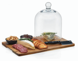 Libbey 4-Piece Acaciawood Cheese Board Set, Round Charcuterie Board with Glass Dome, Knife and Bowls, Charcuterie Boards Gift for Weddings, Parties from SKANDA INTERNATIONAL FZ LLE