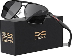 LUENX Aviator Sunglasses for Men Square Polarized Polygon Lens - UV 400 Protection from SKANDA INTERNATIONAL FZ LLE