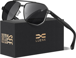 LUENX Men's Aviator Sunglasses Polarized Squar ...