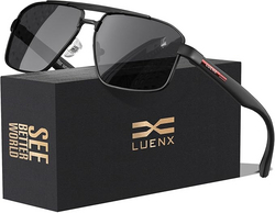 LUENX Aviator Sunglasses for Men Square Polarized Polygon Lens - UV 400 Protection from SKANDA INTERNATIONAL FZ LLE