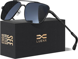 LUENX Mens Women Polarized Sunglasses Aviator, Square Polygon Lens Driving UV 400 Protection With Accessories 58mm from SKANDA INTERNATIONAL FZ LLE