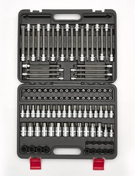 107-Piece Master Torx & Allen Bit Socket Set, S2 Steel, 1/4" 3/8" 1/2" Drive, Long Torx, Ball End Hex, Tamper-Resistant Star, E-Star Sockets, SAE & Metric (Chrome-Polished Set) from SKANDA INTERNATIONAL FZ LLE