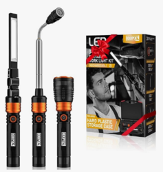 Tool Gifts for Men, 6500 Lumens Rechargeable Flashlight, 3-in-1 LED Work Light with Magnetic Base & Pick-Up Tool, 5000mAh Battery, Hands-Free for Garage, Camping, Hiking, Emergency (Black) from SKANDA INTERNATIONAL FZ LLE