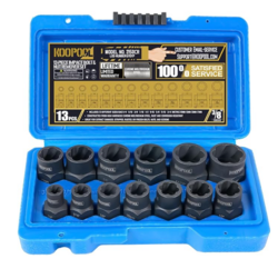 Impact Bolt & Nut Remover Set 13 parts 3/8” Drive Bolt Extractor Tool, Lug Nut Remover, Rounded Bolt Remover for Removing Rounded, Stripped, Rusted, Broken Bolt and Lug Nut Chrome-molybdenum Steel from SKANDA INTERNATIONAL FZ LLE