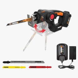 WORX Cordless Reciprocating Saw&Jigsaw, 20V ¾" 2-in-1 Saw, ¾" Stroke Length, 2-in-1 functions, 4 Blades for Different Materials, Compact&Lightweight Design, Battery and Charger Included, PowerShare from SKANDA INTERNATIONAL FZ LLE