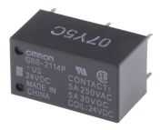 Omron PCB Mount Power Relay, 24V dc Coil, 5A Switching Current, SPST-NC, SPST-NO