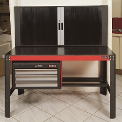 Heavy-duty workbench with drawers & lochable cabinet 50254