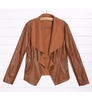 Women Slim Short Synthetic Leather Jacket